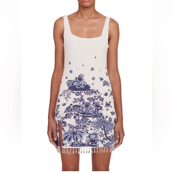 STAUD Le Sable Floral Beaded Minidress sz 4 NWT - Picture 2 of 10